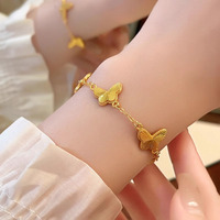 Pulsera de Mariposa Vintage de Lujo Elegante y a la Moda, con Cuentas Doradas y Cadena de Clip, Joyería al por Mayor para Mujer