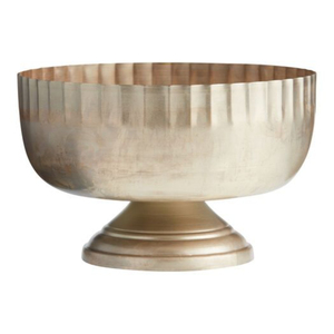 Vintage Silver Champagne Bowl <b>Footed</b> Metal Wine Chiller Tub Fluted <b>Ice</b> Bucket Centerpiece For Wedding Party & Hotel Catering - Product Image 2