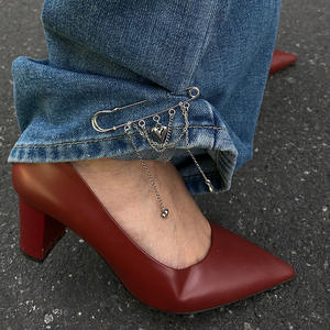 Tobillera de Metal con Colgante de Corazón para Mujer, Cadena para Ajustar la Cintura, Estilo Europeo/Americano, Éxito de Ventas en <span class=keywords><strong>Instagram</strong></span> - Product Image 1