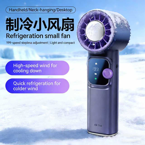 Ventilador de Mano Plegable 166 con Pantalla Digital, Ventilador Pequeño Portátil para Exteriores, Ventilador de Cuello Colgante de Alta Velocidad, Mini Ventilador de Turbina - Product Image 2