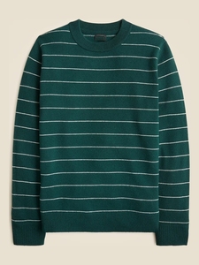 Maglione girocollo a righe sottili da uomo in <span class=keywords><strong>verde</strong></span> <span class=keywords><strong>smeraldo</strong></span> classico Pullover a righe bianche con motivo a righe leggere in misto lana - Product Image 5