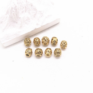Perles d'espacement rondes en acier inoxydable plaqué or Yunnique pour la fabrication de bracelets, composants de bijoux - Product Image 3