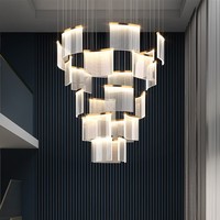 Lustre duplex, lampe en acrylique simple et moderne, style nordique, pour escalier, villa, salon de luxe léger