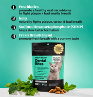 Friandises dentaires pour chats saveur poulet – Haleine fraîche, santé des gencives et des dents, anti-plaque et tartre – Croquantes pour toutes races – Marque privée OEM