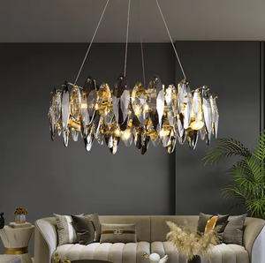 Luces colgantes creativas para comedor, candelabros Led de círculo de cristal K9 gris humo de lujo modernos - Product Image 4