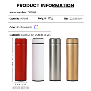 Bouteille d'eau intelligente en acier inoxydable écologique de 500 ml avec affichage de la température et couvercle LED, gobelet pour cadeaux d'affaires - Product Image 3