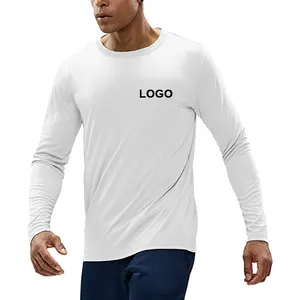 Camiseta de manga larga con Logo personalizado para hombre y mujer, ropa deportiva de gran tamaño, con bordado, 210gsm, UPF, manga larga, Unisex