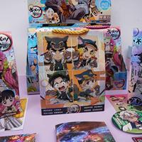 Nouveau style, sac cadeau de papeterie démoniaque mignonne de dessin animé, boîte mystère, carnet créatif, badges, stylos, ensemble de papeterie pour étudiants, vente en gros