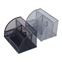 Porte-stylo multifonctionnel en maille métallique Boîte de rangement de bureau Vente en gros Papeterie Ensembles de bureau Cloison à tiroirs 22x13x14cm