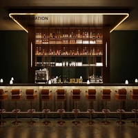Décoration de luxe pour boîte de nuit, comptoir de bar en bois massif et marbre, éclairage LED, décoration de boîte de nuit