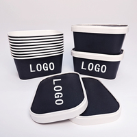 Logo Impression Compost Biodégradable Récipient Alimentaire À Emporter Bol En Papier Noir Boîte De Nouilles Rectangle Tasse 16oz 26oz