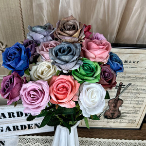 Rosa Artificial de Seda con Estampado de Perlas, Rosa Individual Realista para Decoración de Bodas y Hogar - Product Image 1