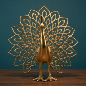 34cm H X 38cm W X 33cm L Aluminium Peacock Figurine Modern Animal Sculpture Handmade Tabletop Decor Living Room Ornament - Product Image 3