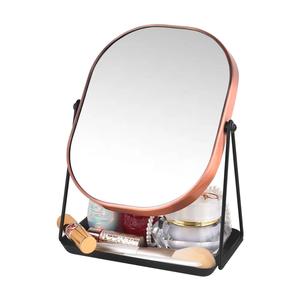 <span class=keywords><strong>Espejo</strong></span> de escritorio de almacenamiento giratorio <span class=keywords><strong>360</strong></span> al por mayor <span class=keywords><strong>espejo</strong></span> de maquillaje de oro rosa para regalo de niña - Product Image 1