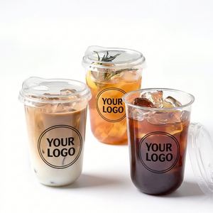 Vaso de Café Desechable Transparente de Plástico PET en Forma de U con Tapa y Boquilla para Bebidas Frías para Llevar, con Logotipo Personalizado - Product Image 1