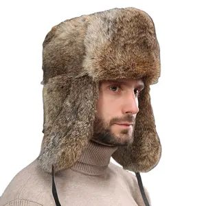 2023 Großhandel Leder Männer Frauen Pelz Faux Ski Cap Winter Warme Unisex Thermal Hat Cossack Trapper Hüte