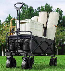 Chariot pliable robuste en acier inoxydable, chariot utilitaire tout-terrain pliable pour jardin, camping, plage, chariot à main portable - Product Image 2