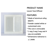 Diffuseur d'air de plafond moderne en aluminium carré à 2 voies avec lames opposées pour ventilation