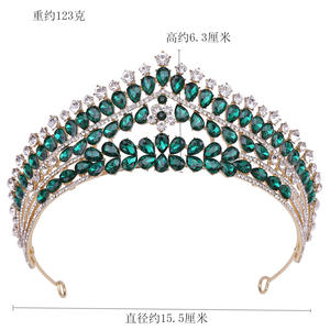 Desain Baru 2022 Batu Permata Zirkon Berkilau Mewah Tiara Pernikahan Menyesuaikan 5 Warna Tiara Mahkota Pengantin Berlian Imitasi - Product Image 2