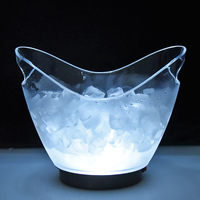 Vente en gros Boîte de nuit 2L Transparent Acrylique Plastique Bière Vin champagne Bouteille Service Seau à Glace avec Lumière Led