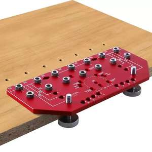 2-in-1 Jig kayu: 5mm Pin rak & pegangan pintu templat pengeboran lubang untuk perangkat keras kabinet, alat pengerjaan kayu DIY - Product Image 1