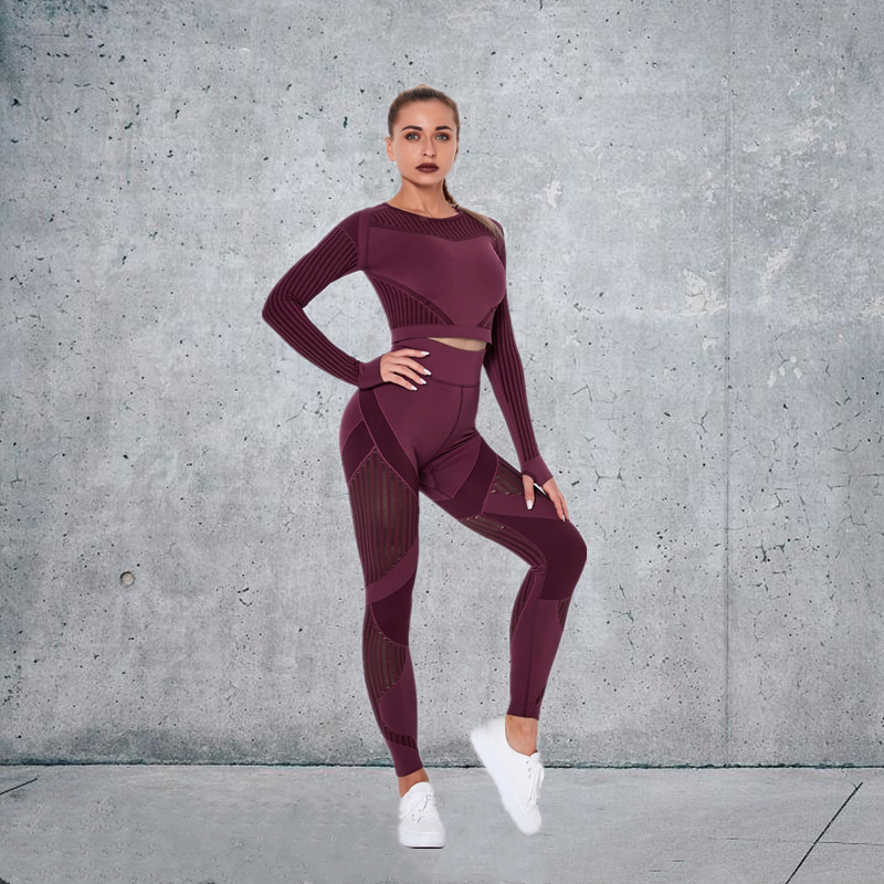 10 colors Fashion Modern Breathable Workout Clothing Women Active Wear Yoga Set hygroscopic and sweat releasing