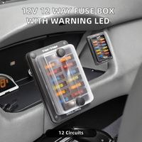 Boîtier de fusibles à lame 12 voies 12V DC YJ-FB1211 avec LED d'avertissement rouge pour montage sur panneau, idéal pour voitures et applications marines
