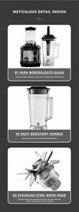 <span class=keywords><strong>Silver</strong></span> <span class=keywords><strong>Crest</strong></span> Blender 1500W 2L Grande Capacité Commercial Avec Mélangeur Broyeur Heavy Duty Machine Portable Ice Smoothie Blenders - Product Image 4