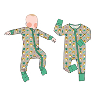 Pyjama bébé en bambou imprimé personnalisé Little Glow Kid, combinaison zippée ultra-douce, vêtements de nuit confortables pour les tout-petits et les enfants