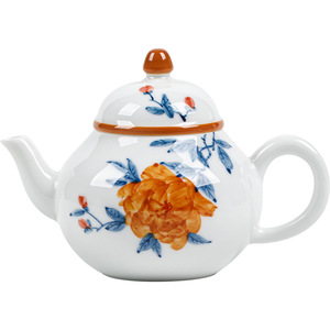 Guanlan Hand Painted Peony Ceramic Teapot Porcelain Round With Lid Kung Fu <b>Tea</b> <b>Set</b> For Women - Product Image 5