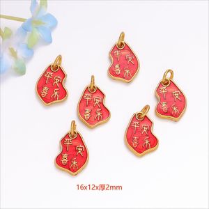 Colgantes tradicionales de oro con esmalte cloisonné, diseño de goteo, con caracteres chinos rojos de la suerte, para la fabricación de joyas y accesorios DIY - Product Image 3