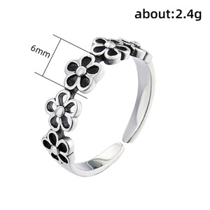 Anello Aperto Vintage a Cinque Fiori per Donne, Gioiello da Dito Floreale - Product Image 5