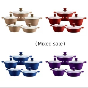 Wholesale <strong>10pcs</strong> Kitchen Aluminum Cooking Soup Pot Diamonds Die Cast <strong>Cookware</strong> <strong>Set</strong> - Product Image 2