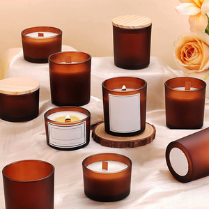 Bocaux <span class=keywords><strong>en</strong></span> <span class=keywords><strong>verre</strong></span> vert ambre, contenant avec couvercle, bougie Aura, pour décoration intérieure, 50 pièces, 15oz, 10oz et 8oz - Product Image 5