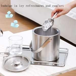 Cubo de Hielo Circular de Acero Inoxidable con Tapa, Cubo Metálico para Champaña y Cerveza, Enfriador de Bebidas para Bar - Product Image 4