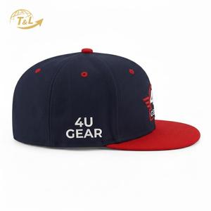 4U Gear Embroidered 6-Panel Adjustable Snapback Cap 100% Cotton <b>Navy</b> Red Brim Street Style Unisex Adult Casual <b>Hat</b> - Product Image 5
