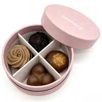 Boîte en carton ronde personnalisée pour chocolats, boîte cylindrique rigide avec compartiments divisés, emballage pour macarons et biscuits, coffrets cadeaux