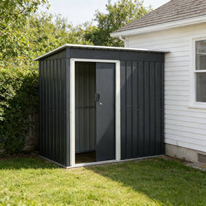 <span class=keywords><strong>Abri</strong></span> de <span class=keywords><strong>jardin</strong></span> portable en acier galvanisé robuste et imperméable de 6 pi x 5 pi avec porte coulissante simple et verrouillable pour l'extérieur - Product Image 1