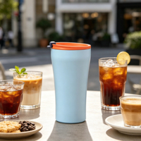 Mug à café isotherme en acier inoxydable de 15 oz, forme cintrée, pour le bureau