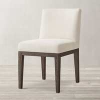 Chaise d'appoint de salle à manger vintage française personnalisée MORGAN avec base en bois massif au design moderne et sièges rembourrés en tissu Style RH