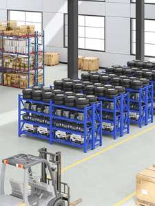 Étagères de marché en métal à 4 couches 300KG/couche Étagères à chaussures industrielles Support de suspension Stockage Rayonnage à palettes pour entrepôts - Product Image 6