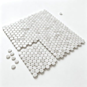 Mosaico de mármol blanco redondo de 36 mm, chip redondo de 10 mm de grosor para decoración de paredes y suelos de baño, muebles de baño - Product Image 6