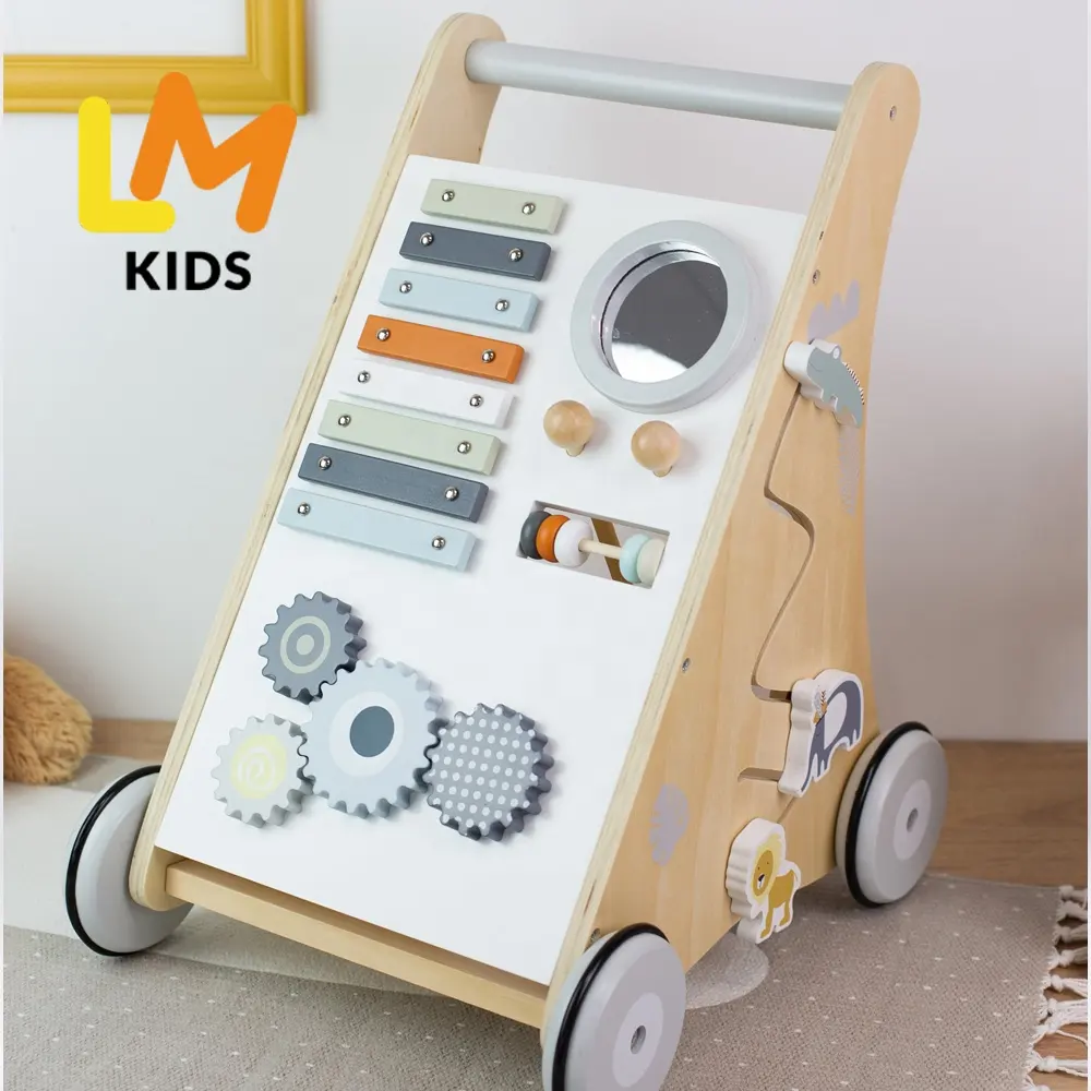 LM Kids andador de madeira para bebês, novo brinquedo montessori 2024, brinquedo educativo para crianças, atacado