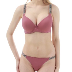 Set di biancheria intima sexy con reggiseno copri-coppa taglia C, slip, lettere a rombo, spalline e anelli in acciaio, taglie forti - Product Image 2