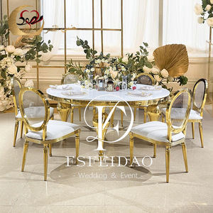 Party Supplies Stainless Steel Wedding <b>Used</b> Round Shaped Dining Table - Product Image 3