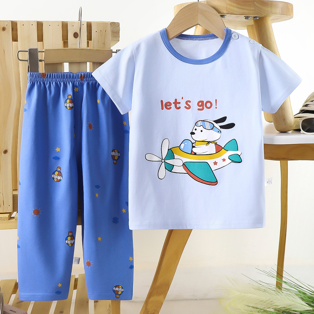 Dxck11-pantalones manga corta-cachorro avión