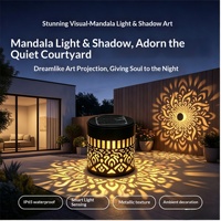 Décoration murale paysagère décorative extérieure à LED solaire transfrontalière, motif Mandala en fer forgé, étanche, pour cour, villa et jardin, pour créer une ambiance.