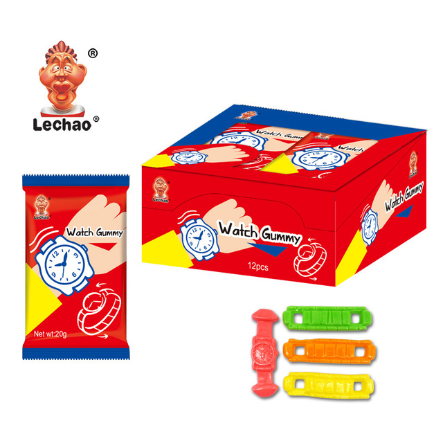 Lechao Private Label Watch Shaped Cartoon Fruity Gummy Candy Box Set with Chewy Soft Sweet Gummy Candy