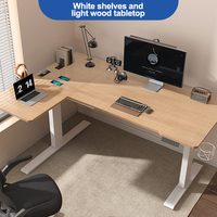 Grand bureau d'ordinateur portable ergonomique en forme de L, bureau d'angle pour ordinateur de bureau à double moteur, table réglable en hauteur électrique