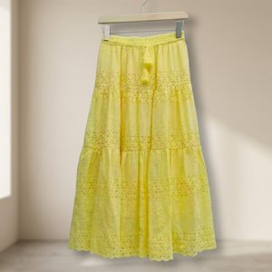 Attractive Women's High-waisted Wrap Broderie Maxi <b>Skirt</b> Corduroy Rayon Ethnic A-Line Tassel Decoration Casual Style Washable - Product Image 3